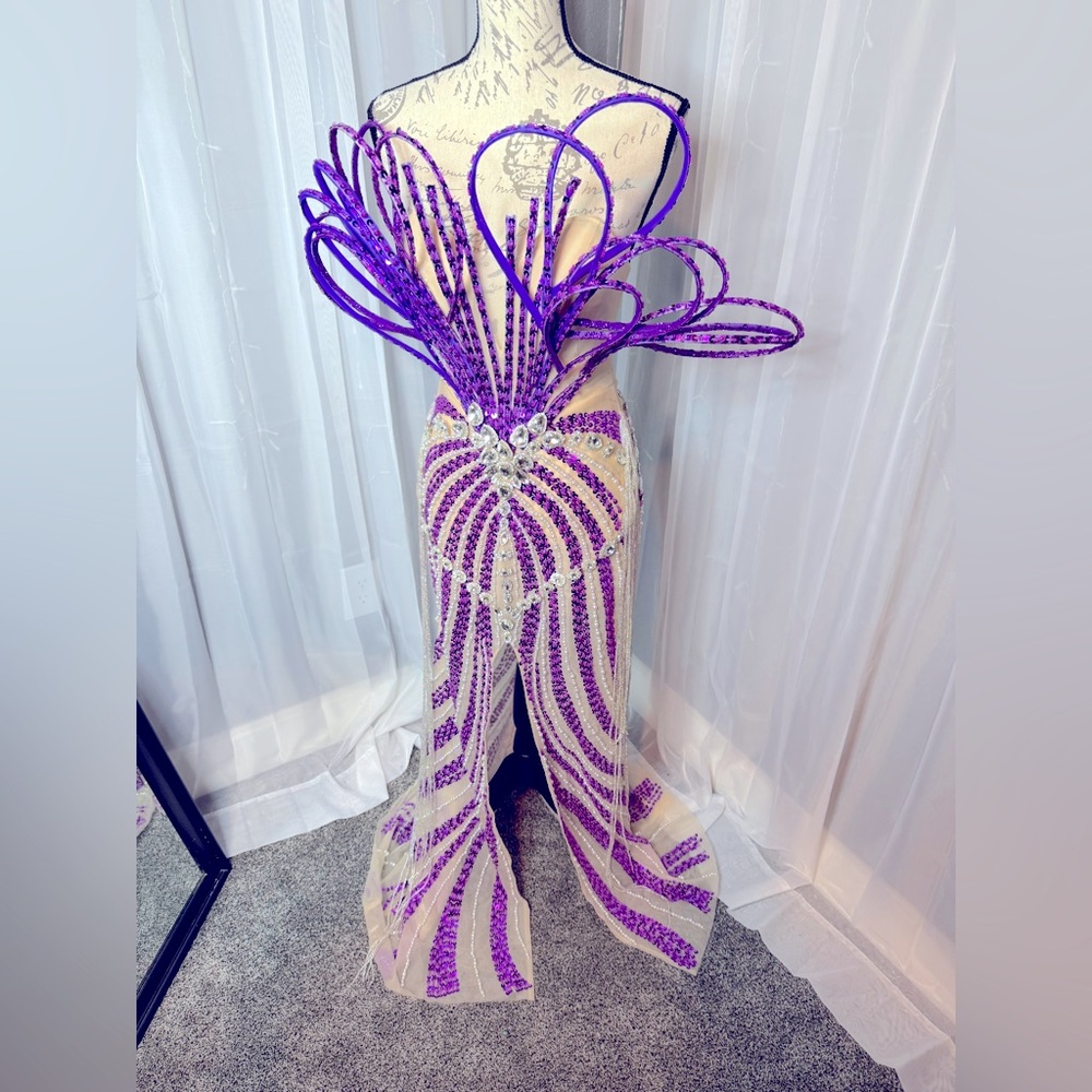 Custom Couture Purple Win Win Pageant Gown